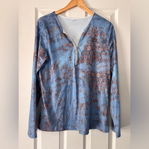 Amazon Quarter Zip Abstract Pattern Shirt Size XL - Picture 3 of 4